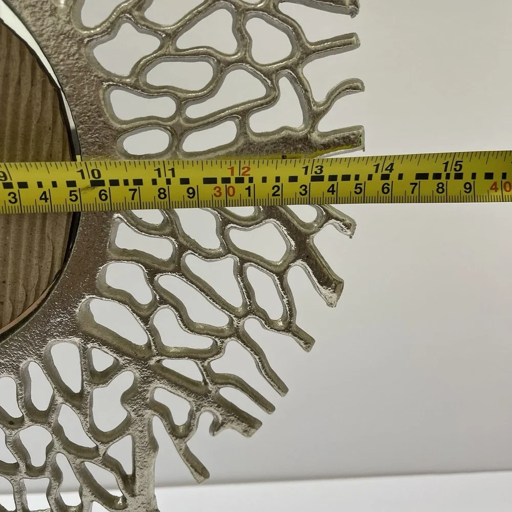 Silver Coral Tabletop Mirror Metal White Marble Base 17x14